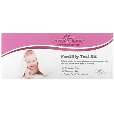 Easy@Home, Fertility Test Kit, 50 Ovulation Tests, 20 Pregnancy Tests, 1 Basal Thermometer, 141 Piece Kit Easy@Home, Fertility Test Kit, 50 Ovulation Tests, 20 Pregnancy Tests, 1 Basal Thermometer, 141 Piece Kit