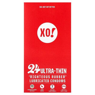 Here We Flo, XO! Ultra-Thin, Righteous Rubber Lubricated Condoms, Unscented, 24 Condoms Here We Flo, XO! Ultra-Thin, Righteous Rubber Lubricated Condoms, Unscented, 24 Condoms