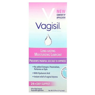 Vagisil Long-Lasting Moisturizing Lubricant, 8 Pre-Filled Internal Disposable Applicators, 0.2 oz (5.9 g) Each Vagisil Long-Lasting Moisturizing Lubricant, 8 Pre-Filled Internal Disposable Applicators, 0.2 oz (5.9 g) Each