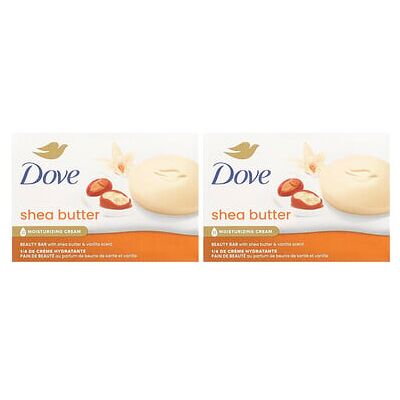 Dove, Beauty Bar Soap, Shea Butter & Vanilla, 2 Bars, 3.75 oz (106 g) Each Dove, Beauty Bar Soap, Shea Butter & Vanilla, 2 Bars, 3.75 oz (106 g) Each