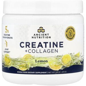 Ancient Nutrition, Creatine + Collagen, Lemon, 9.6 oz (272 g) Ancient Nutrition, Creatine + Collagen, Lemon, 9.6 oz (272 g)