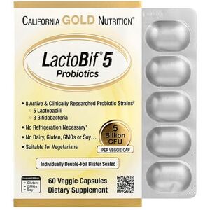 California Gold Nutrition, LactoBif® 5 Probiotics, 5 Billion CFU, 60 Veggie Capsules California Gold Nutrition, LactoBif® 5 Probiotics, 5 Billion CFU, 60 Veggie Capsules
