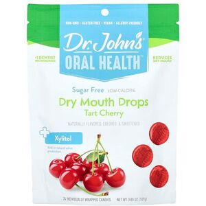Dr. John's Healthy Sweets, Oral Health™, Dry Mouth Drops, + Xylitol, Tart Cherry, 24 Individually Wrapped Candies, 3.85 oz (109 g) Dr. John's Healthy Sweets, Oral Health™, Dry Mouth Drops, + Xylitol, Tart Cherry, 24 Individually Wrapped Candies, 3.85 oz (109 g)