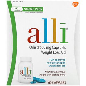 Alli, Orlistat, Weight Loss Aid, Starter Pack, 60 mg, 60 Capsules Alli, Orlistat, Weight Loss Aid, Starter Pack, 60 mg, 60 Capsules