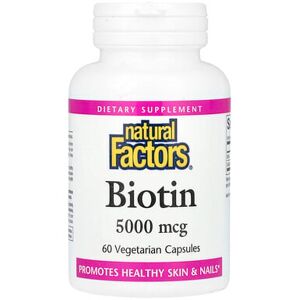 Natural Factors, Biotin, 5,000 mcg, 60 Vegetarian Capsules Natural Factors, Biotin, 5,000 mcg, 60 Vegetarian Capsules