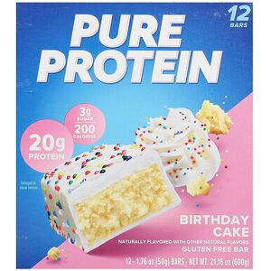 Pure Protein, Gluten Free Bars, Birthday Cake, 12 Bars,1.76 oz (50 g) Bars Pure Protein, Gluten Free Bars, Birthday Cake, 12 Bars,1.76 oz (50 g) Bars