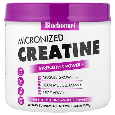 Bluebonnet Nutrition, Micronized Creatine Powder, Unflavored, 10.58 oz (300 g) Bluebonnet Nutrition, Micronized Creatine Powder, Unflavored, 10.58 oz (300 g)