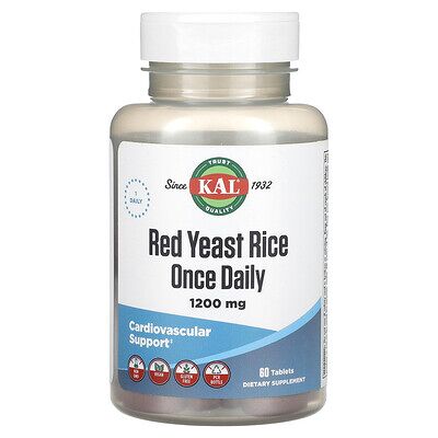 KAL, Red Yeast Rice, 1,200 mg, 60 Tablets KAL, Red Yeast Rice, 1,200 mg, 60 Tablets
