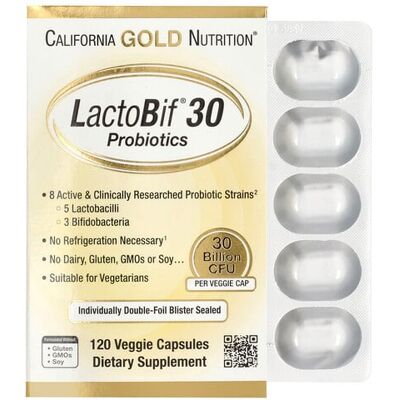 California Gold Nutrition, LactoBif® 30 Probiotics, 30 Billion CFU, 120 Veggie Capsules California Gold Nutrition, LactoBif® 30 Probiotics, 30 Billion CFU, 120 Veggie Capsules
