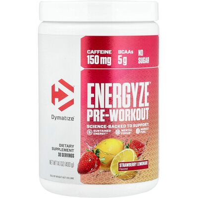 Dymatize, Energyze™ Pre-Workout, Strawberry Lemonade, 14.1 oz (400 g) Dymatize, Energyze™ Pre-Workout, Strawberry Lemonade, 14.1 oz (400 g)