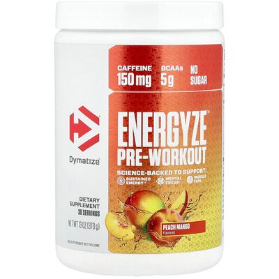 Dymatize, Energyze™ Pre-Workout, Peach Mango, 13 oz (370 g) Dymatize, Energyze™ Pre-Workout, Peach Mango, 13 oz (370 g)