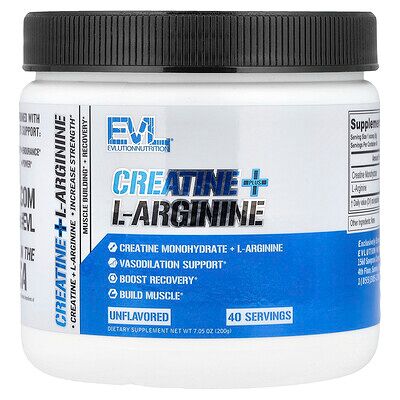 EVLution Nutrition, Creatine + L-Arginine, Unflavored, 7.05 oz (200 g) EVLution Nutrition, Creatine + L-Arginine, Unflavored, 7.05 oz (200 g)