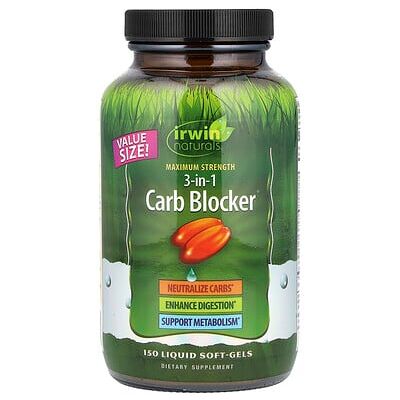 Irwin Naturals, 3-in-1 Carb Blocker®, Maximum Strength, 150 Liquid Soft-Gels Irwin Naturals, 3-in-1 Carb Blocker®, Maximum Strength, 150 Liquid Soft-Gels