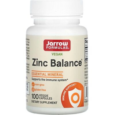 Jarrow Vegan Zinc Balance - Immune & Antioxidant Support - 100 Veggie Capsules Jarrow Vegan Zinc Balance - Immune & Antioxidant Support - 100 Veggie Capsules