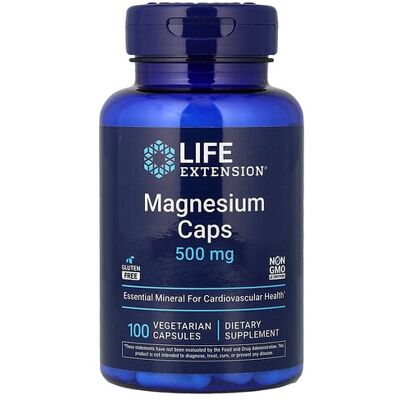 Life Extension Magnesium Caps - 500 Mg - Vegetarian Capsules - Health and Supplements Life Extension Magnesium Caps - 500 Mg - Vegetarian Capsules - Health and Supplements