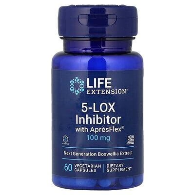 Life Extension, 5-LOX Inhibitor with ApresFlex®, 100 mg, 60 Vegetarian Capsules Life Extension, 5-LOX Inhibitor with ApresFlex®, 100 mg, 60 Vegetarian Capsules
