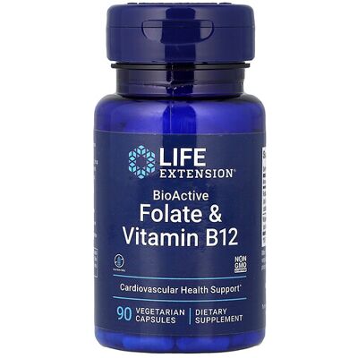 Life Extension BioActive Folic Acid & Vitamin B12 - Dietary Supplement Life Extension BioActive Folic Acid & Vitamin B12 - Dietary Supplement