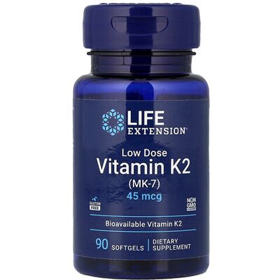 Life Extension Low Dose Vitamin K2 Menaquinone - 7 (Mk-7),45 mcg - Bone & Heart Support Life Extension Low Dose Vitamin K2 Menaquinone - 7 (Mk-7),45 mcg - Bone & Heart Support