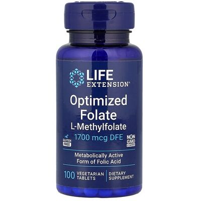 Life Extension Optimized Folate 1700mcg - Supports Heart & Brain Health Life Extension Optimized Folate 1700mcg - Supports Heart & Brain Health