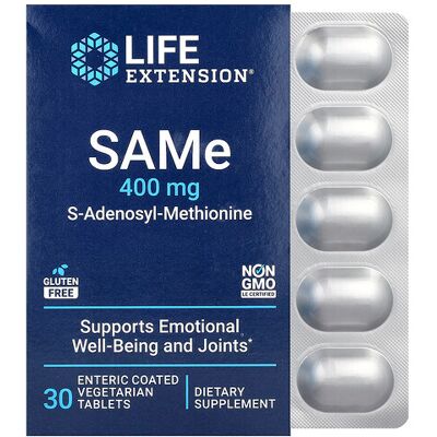 Life Extension S-Adenosyl-Methionine 400 mg - Joint, Mood & Liver Support Life Extension S-Adenosyl-Methionine 400 mg - Joint, Mood & Liver Support