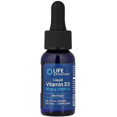 Life Extension Liquid Vitamin D3 - Mint Flavor - 2000 IU Life Extension Liquid Vitamin D3 - Mint Flavor - 2000 IU