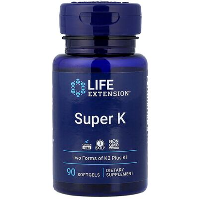 Life Extension Super K - Vitamin K1 & K2 - Gluten-Free - 90 Softgels Life Extension Super K - Vitamin K1 & K2 - Gluten-Free - 90 Softgels