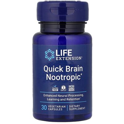 Life Extension Quick Brain Nootropic - 30 Veg Caps - Supports Brain & Memory Life Extension Quick Brain Nootropic - 30 Veg Caps - Supports Brain & Memory