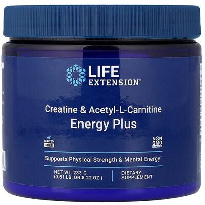 Life Extension, Creatine & Acetyl-L-Carnitine, Energy Plus, 0.51 lb (233 g) Life Extension, Creatine & Acetyl-L-Carnitine, Energy Plus, 0.51 lb (233 g)