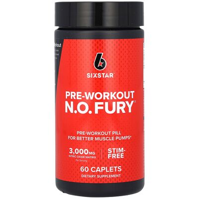 SIXSTAR, Pre-Workout N.O. FURY, 60 Caplets SIXSTAR, Pre-Workout N.O. FURY, 60 Caplets