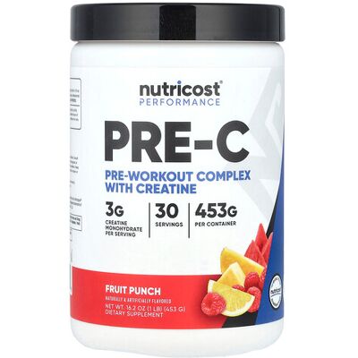 Nutricost, Performance, Pre-C, Pre-Workout Complex With Creatine, Fruit Punch, 1 lb (453 g) Nutricost, Performance, Pre-C, Pre-Workout Complex With Creatine, Fruit Punch, 1 lb (453 g)