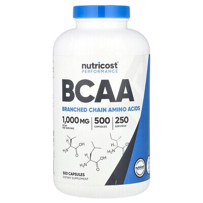 Nutricost, Performance, BCAA, 500 Capsules (500 mg per Capsule) Nutricost, Performance, BCAA, 500 Capsules (500 mg per Capsule)