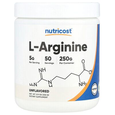 Nutricost, L-Arginine, Unflavored, 8.9 oz (250 g) Nutricost, L-Arginine, Unflavored, 8.9 oz (250 g)