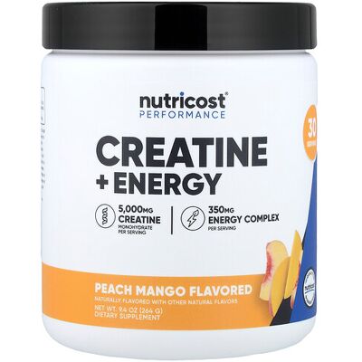 Nutricost, Performance, Creatine + Energy, Peach Mango, 9.4 oz (264 g) Nutricost, Performance, Creatine + Energy, Peach Mango, 9.4 oz (264 g)