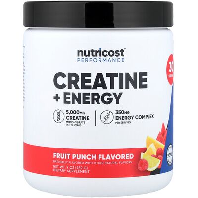 Nutricost, Performance, Creatine + Energy, Fruit Punch, 9 oz (252 g) Nutricost, Performance, Creatine + Energy, Fruit Punch, 9 oz (252 g)