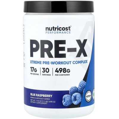 Nutricost, Performance, PRE-X, Xtreme Pre-Workout Complex, Blue Raspberry, 1.1 lb (498 g) Nutricost, Performance, PRE-X, Xtreme Pre-Workout Complex, Blue Raspberry, 1.1 lb (498 g)