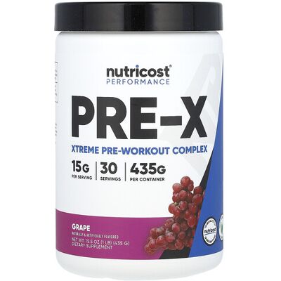 Nutricost, Performance, PRE-X, Xtreme Pre-Workout Complex, Grape, 1.1 lb (489 g) Nutricost, Performance, PRE-X, Xtreme Pre-Workout Complex, Grape, 1.1 lb (489 g)