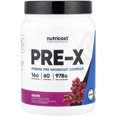Nutricost, Performance, PRE-X, Xtreme Pre-Workout Complex, Grape, 2.2 lb (978 g) Nutricost, Performance, PRE-X, Xtreme Pre-Workout Complex, Grape, 2.2 lb (978 g)