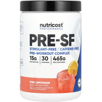 Nutricost, Performance, Pre-SF, Stimulant-Free Pre-Workout Complex, Pink Lemonade, 1 lb (465 g) Nutricost, Performance, Pre-SF, Stimulant-Free Pre-Workout Complex, Pink Lemonade, 1 lb (465 g)