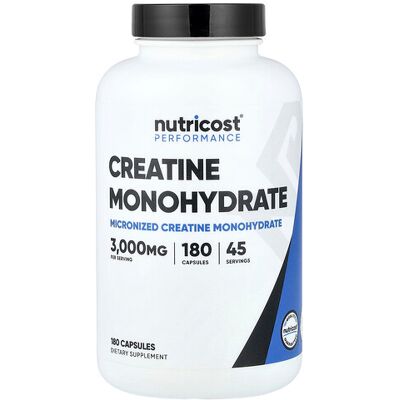 Nutricost Creatine Monohydrate Capsules - 3000 Mg - 180 Count Nutricost Creatine Monohydrate Capsules - 3000 Mg - 180 Count