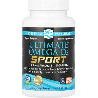 Nordic Naturals Ultimate Omega-D3 Sport - 1480mg Lemon - 60 Softgels Nordic Naturals Ultimate Omega-D3 Sport - 1480mg Lemon - 60 Softgels