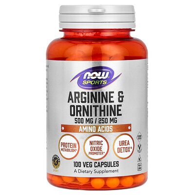 Now Foods L-Arginine & Ornithine 500 & 250 mg - Dietary Supplement Now Foods L-Arginine & Ornithine 500 & 250 mg - Dietary Supplement