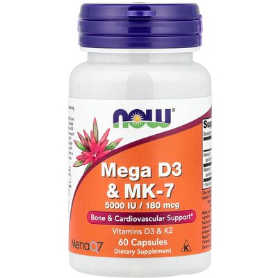 NOW Foods Mega D3 & MK-7 - Dietary Supplements - Bone & Heart Support NOW Foods Mega D3 & MK-7 - Dietary Supplements - Bone & Heart Support