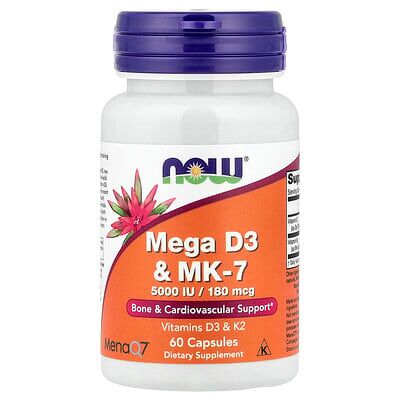 NOW Foods Mega D3 & MK-7 - Dietary Supplements - Bone & Heart Support NOW Foods Mega D3 & MK-7 - Dietary Supplements - Bone & Heart Support
