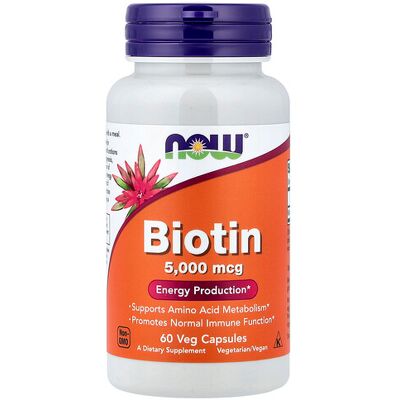 Now Foods Biotin 5000 mcg Veg Caps - Support Healthy Hair & Skin Now Foods Biotin 5000 mcg Veg Caps - Support Healthy Hair & Skin