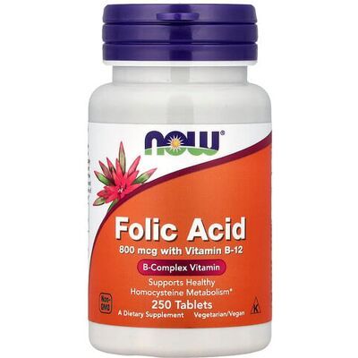 Now Foods Folic Acid B Complex 800mcg Tablets (250 pcs) Now Foods Folic Acid B Complex 800mcg Tablets (250 pcs)