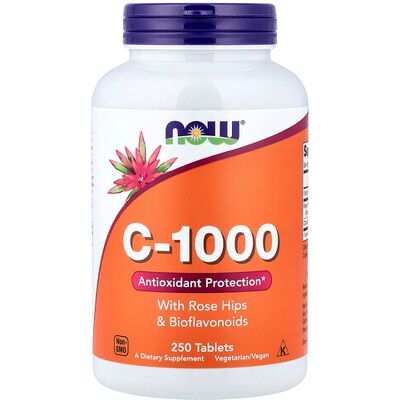 NOW Foods Vitamin C-1000 with Rose Hips & Bioflavonoids - 250 Tablets NOW Foods Vitamin C-1000 with Rose Hips & Bioflavonoids - 250 Tablets