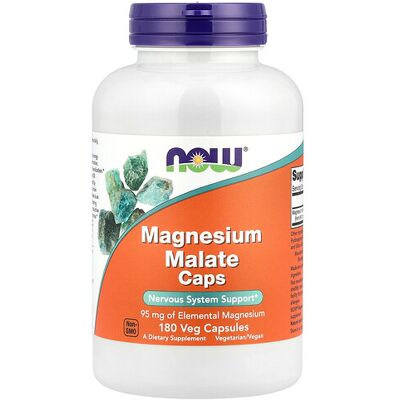 NOW Foods Magnesium Malate 180 Veg Capsules - Dietary Supplement NOW Foods Magnesium Malate 180 Veg Capsules - Dietary Supplement