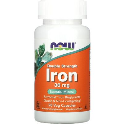 NOW Foods Iron 36mg Veg Capsules - Iron Supplement NOW Foods Iron 36mg Veg Capsules - Iron Supplement