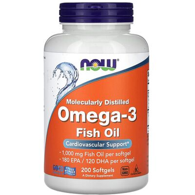 NOW Foods Omega-3 Fish Oil - Molecularly Distilled - 200 softgels NOW Foods Omega-3 Fish Oil - Molecularly Distilled - 200 softgels