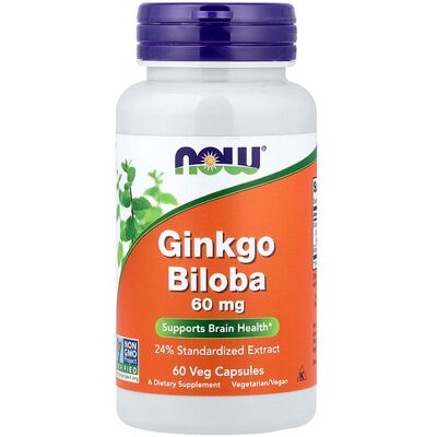 Now Foods Ginkgo Biloba - 60 mg, 60 Capsules - Brain Support Now Foods Ginkgo Biloba - 60 mg, 60 Capsules - Brain Support